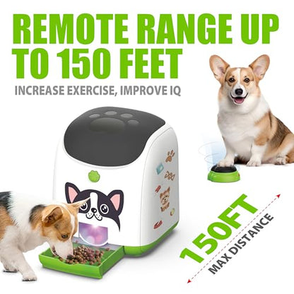 Dog Puzzle Feeder Toy – Remote Control Automatic Treat Dispenser with Light, Interactive IQ Training Slow Feeder, Large Capacity for All Dog Breeds - color: Green