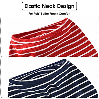 Dog Shirt Vest Lightweight Stretchy Dog T-Shirt Soft Cool Shirts Sleeveless Stripe Vests Breathable Clothes for Puppy Kitty Cats Small Medium Large Dogs 2 Pack Red + Blue [ XL ] - color: Red + Blue, size: XL-(15~24lb) | Chest(~20.8")