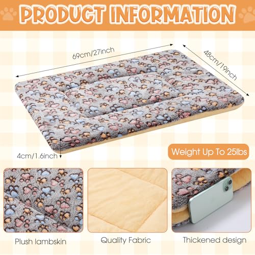 2 Pack Self Warming Cat Dog Bed Pet Mat 27" x 19" Soft Thermal Dog Pad with Cute Prints Reversible Washable Thickened Crate Mat for Indoor Outdoor Kittens Small Pets Feral(Brown) - color: Brown