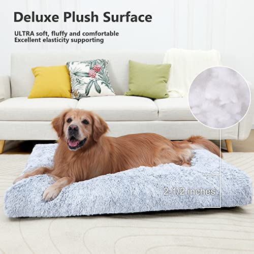 Vonabem XXXL Dog Bed Washable, Large Waterproof Pet Bed with Removable Cover, Jumbo Dog Crate Bed 54 inch, Soft Plush Pet Beds, Anti Anxiety Kennel Pad Grey - color: Grey, size: 54.0"L x 37.0"W x 3.5"Th