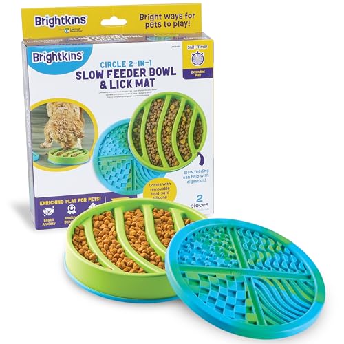 Brightkins Circle Slow Feeder and Lick Mat, Outdoor Puzzle Board, Interactive Dog Toys, Dog Birthday, Enrichment Bowls, Puppy Teething and Chewing, Stimulating Automatic Feeder - style: Circle Slow Feeder and Lick Mat