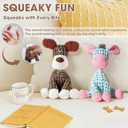 Indestructible Dog Toys,New Dog Toys for Aggressive Chewers,Squeaky Durable Chew Toy for Indoor Pups Teething,Puppy Teething Toys (Brown Dog) - color: Brown dog