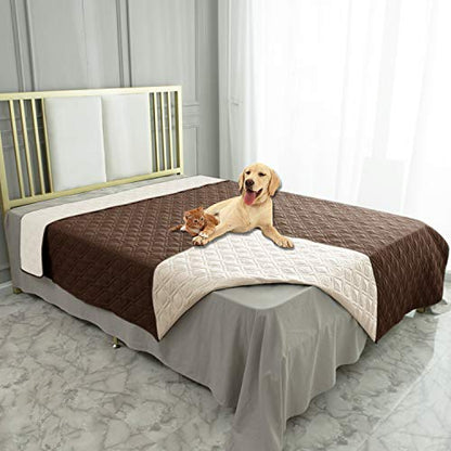 Ameritex Waterproof Dog Bed Cover Pet Blanket for Furniture Bed Couch Sofa Reversible - color: Chocolate+beige, size: 30x53 Inch (Pack of 1)