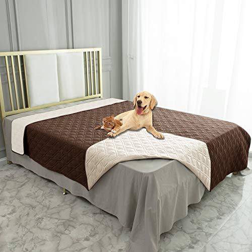 Ameritex Waterproof Dog Bed Cover Pet Blanket for Furniture Bed Couch Sofa Reversible - color: Chocolate+beige, size: 30x53 Inch (Pack of 1)