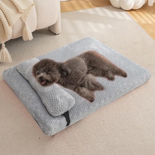 Dog Bed with Pillow for Small Dogs, Orthopedic Dog Bed with Removable Cover, Washable Pet Bed Mat Suitable for Pets Up to 5 lbs, Grey 17.7x11.8x2 in - color: Grey, size: 17.7x11.8x2 in