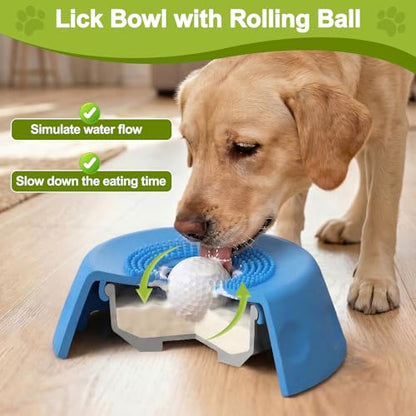 Slow Feeder Dog Lick Sphere Bowl for Liquid Treat, Interactive Large Capacity Non-Slip Dog Licking Toy & Lick Bowl for Small, Medium, Large Breeds