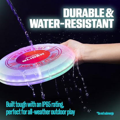 GlowCity Glider LED Glow-in-the-Dark Flying Disc – Bright, Rechargeable, Durable, Water-Resistant, 12 Color Modes, Perfect for Evenings and Night Time, Outdoor Fun, and a Great Gift for All Ages
