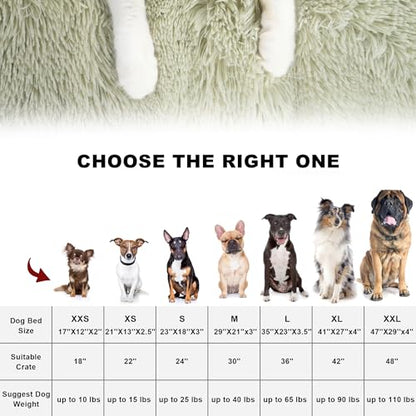 Bedfolks Waterproof Crate Bed, Plush Dog & Cat Kennel Pad with Removable Cover, Faux Fur, Washable, 17"x12", Sage Green - color: Sage Green, size: XX-Small(17x12'')