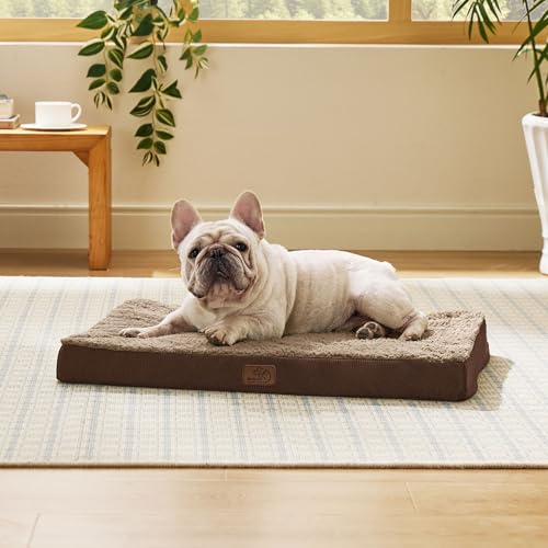 Bedsure Dog Bed Medium Size Dog - Comfy Flat Puppy Beds with Removable Washable Cover, Orthopedic Egg Crate Foam Pet Mat, Suitable for Pet Up to 30 lbs - color: Brown, size: 30"L x 20"W x 3"Th