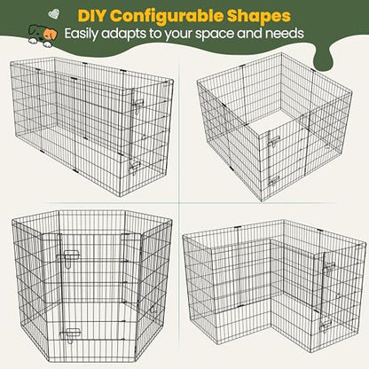 Yaheetech 34" High 8 Panel Foldable Metal Dog Exercise Pen Pet Playpen Dog Fence Outdoor & Indoor Use for Small Animals with Door Black - size: 34"