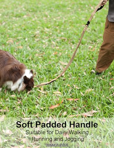 TINMARDA Dog Leashes for Medium Large Dogs Heavy Duty, 4-6FT Shock Absorbing No Pull Dog Leash with Advanced Easy Metal Clip, 2 Comfortable Padded Handles (Coyote Brown) - color: Coyote Brown