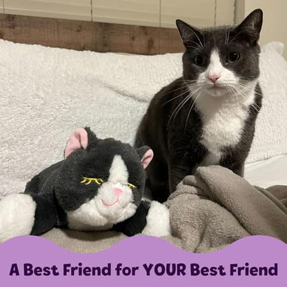 Snuggle Kitty Heartbeat Cat Toy for Kittens and Cats with Real-Feel Pulse and Heat Pack, Calming Sleep Aid for Cat Anxiety, New Kitten Essentials - Grey and White - color: Grey & White
