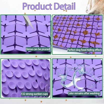 Dog Lick Mat & Snuffle Mat for Dogs – Slow Feeder Licking Mat with Suction Cups, Dog Enrichment Toys for Anxiety Relief, Training Smell & Natural Foraging, Slow Eating for Large Breed（Large Silicone）