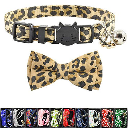 Bowtie Cat Collars Breakaway with Bell, Adjustable Cute Kitty Collars Safety Buckle Kitten Collar for Cat Puppy 7.5-11in (16) - color: 16