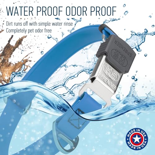 Biothane Waterproof Durable Dog Collar with Herm Sprenger - Quick Release ClicLock Buckle - Fits Medium and Large Dogs - Made in USA (Cerulean Blue, W 3/4" x L 12"-19") - color: Cerulean Blue, size: W 3/4" x L 12"-19"