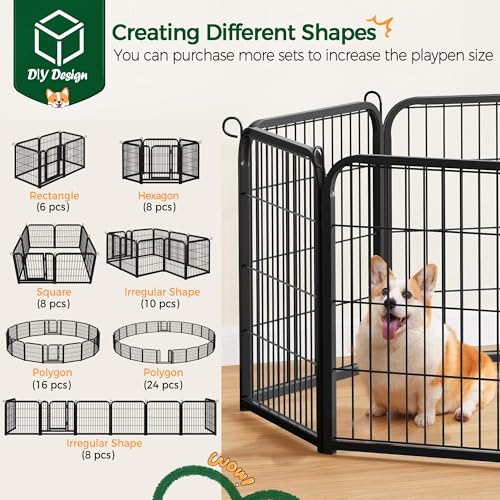 Yaheetech Dog Playpen Outdoor, 24 inch 8 Panels Dog Pen Indoor Heavy Duty Puppy Exercise Pen Metal Pet Fence for RV Camping/Yard/Garden - size: 24"