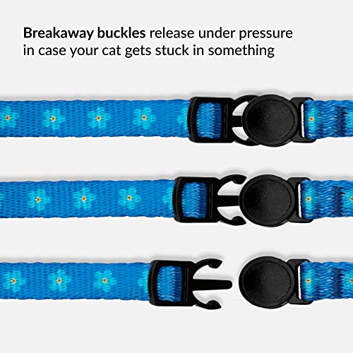 CollarDirect Cat Collar Breakaway with Removable Bell Set of 2 PCS - color: Black & Blue