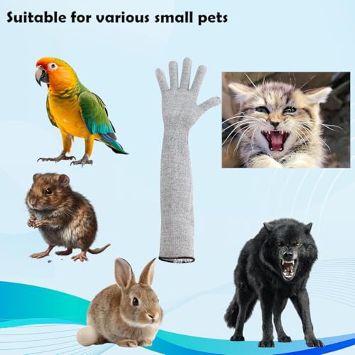 Pet Handling Gloves – 16" Extra-Long Cat Grooming Arm Sleeves, Anti-Scratch & Bite Resistant Protective Sleeves for Bathing & Nail Trimming (Gray)