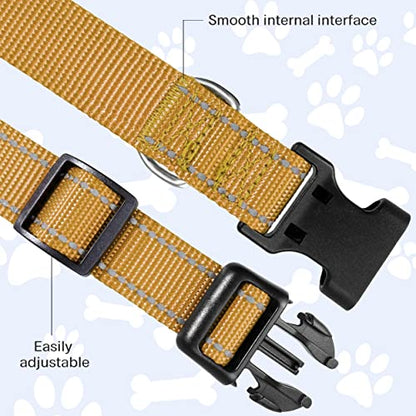 Reflective Dog Collar, Sturdy Nylon Collars for Puppy and Extra Small Girl and Boy Dogs, Adjustable Dog Collar with Quick Release Buckle,Khaki,5/8" Width - color: KHAKI, size: X-Small Plus (Pack of 1)
