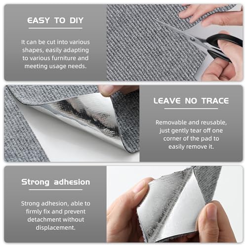 Cat Scratch Furniture Protector, Trimmable Self-Adhesive Cat Scratch Pad, 78.7"x11.8" Carpet Cover for Couch, Sofa, Walls, Furniture Cat Scratcher Board, Anti Scratch Pad for Cat Claws (Gray) - color: Gray