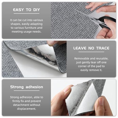 Cat Scratch Furniture Protector, Trimmable Self-Adhesive Cat Scratch Pad, 78.7"x11.8" Carpet Cover for Couch, Sofa, Walls, Furniture Cat Scratcher Board, Anti Scratch Pad for Cat Claws (Gray) - color: Gray