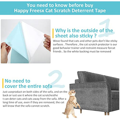 XMZCYMyo Anti Cat Furniture Protector, 16PCS Double Sided Sofa Anti Scratching Sticky Tape, Corner Couch Protector for Cats, Cat Scratch Deterrent Tape
