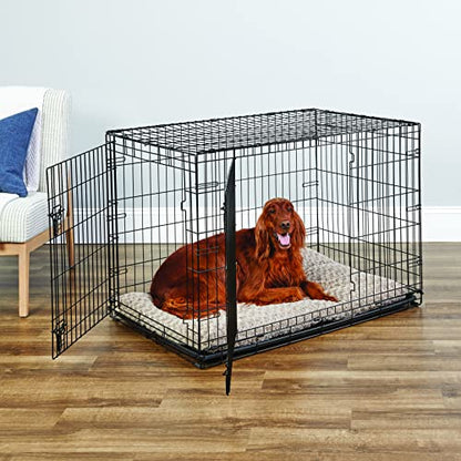 Midwest Homes for Pets 42-Inch New World Crate for Large Breeds, 71-90 lbs, Double Door Folding Dog Crate, Leak-Proof Tray & Secure Latches, Portable, Durable & Easy to Assemble - size: 42.0"L x 28.0"W x 31.0"H