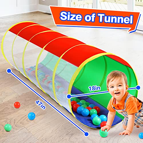 Hoohtoot Kids Crawl Through Play Tunnel, Pop Up Baby Play Tunnel for Toddlers, Game Toy Play Tent for Girl or Dog Cat Pet Tunnel - style: Red, Green and Blue Mesh Tunnel