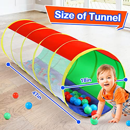 Hoohtoot Kids Crawl Through Play Tunnel, Pop Up Baby Play Tunnel for Toddlers, Game Toy Play Tent for Girl or Dog Cat Pet Tunnel - style: Red, Green and Blue Mesh Tunnel