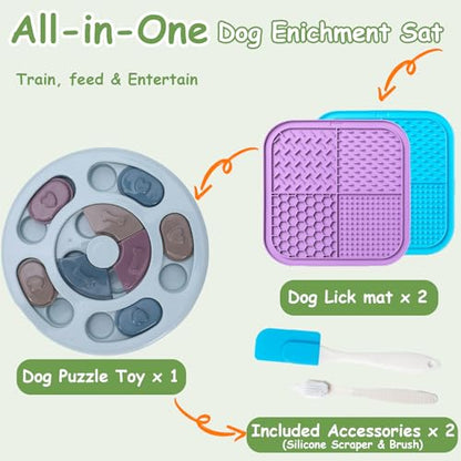 Lick Mat For Dogs,Dog Puzzle Toy,Stimulating Dog Toys,Puppy Slow Feeder Enrichment Toys,Stimulation Puzzles Food Bowl for Large Pet Treat Mat Mental Interactive Feeding Bowls Small Puppies Feeders