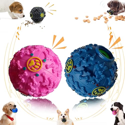 Vetlora Dog Ball, Vetlora Dog Ball Toy - Teeth Cleaning, Pawcia Giggle Sound Dog Ball, Giggle Ball for Dogs, Food Dispenser, Squeaky Wobble Giggle Sound Indestructible Dog Toy (L(4.7in),2PCS-C) - color: 2PCS-C, size: L(4.7in)