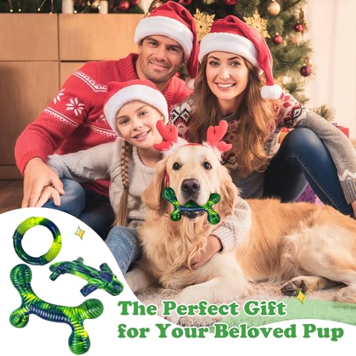 Furdog 3 Pack Dog Toys for Aggressive Chewers Indestructible Dog Toy for Large Dogs Tough Dog Toys to Keep Them Busy, Purple (Green) - color: Green