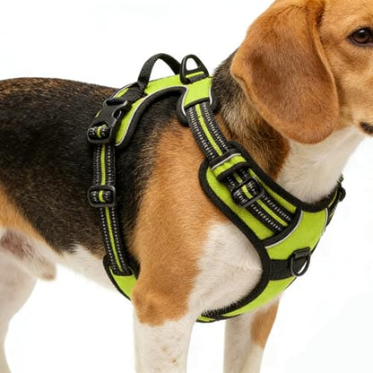 Green No-Pull Dog Harness with 2 Leash Clips，Soft Padded Vest for Small Dog, Adjustable Reflective Dog Vest Easy to Put on and Take Off,(Neck: 13"~17", Chest: 17"~21",Green Small) - color: Green, size: Small