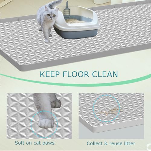 Cat Litter Mat for Litter Box, Silicone Large Cat Litter Trapping Mat - 51.2x25.6 in, Waterproof & Non-Slip, Durable & Easy Clean, Light Gray - color: Light Grey, size: 1 Count (Pack of 1)