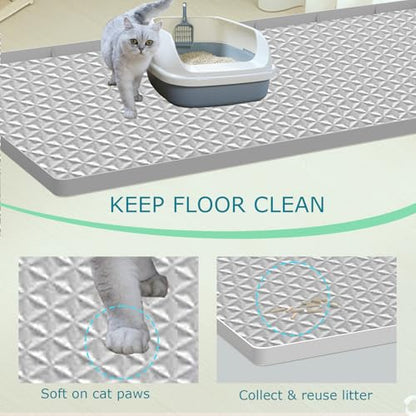 Cat Litter Mat for Litter Box, Silicone Large Cat Litter Trapping Mat - 51.2x25.6 in, Waterproof & Non-Slip, Durable & Easy Clean, Light Gray - color: Light Grey, size: 1 Count (Pack of 1)
