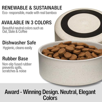 Loving Pets - Dolce Bamboo - Eco-Friendly Pet Bowls & Dishes for Dog, Cats, Puppy Food and Water Dish -Sustainable and Dishwasher Safe, Made with Real Bamboo (Small, Oat-Beige) - color: Oat Beige, size: Small Dish