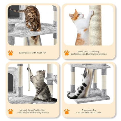 Yaheetech 79 inches Cat Tree Multi-Level Cat Tower with Scratching Post Indoor Cat Condo Pet Stand Play House Furniture Kitten Kitty Activity Center - color: Light Gray