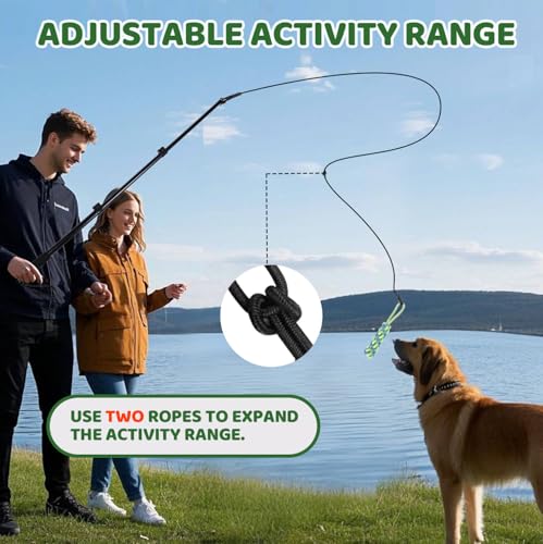 Flirt Pole for Dogs Heavy Duty,Extendable Dog Flirt Pole for Large/Medium/Small Dogs,Interactive Dog Toys Outdoor Exercise & Training