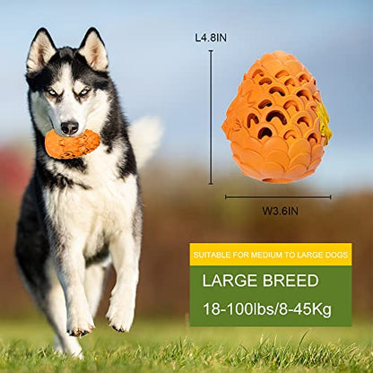 Indestructible Dog Toys for Large Aggressive Chewers - Durable Dragon Egg Dog Toy, Tough Treat Dispensing - color: Orange yellow