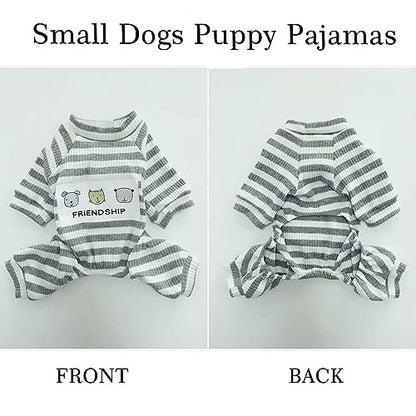 Dogs PJS Clothes for Small Dogs Girl Puppy Pajamas Long Sleeved Onesies Warm Coats Jumpers Outfits - color: GREY, size: XXL(Back15.7", Weight13.5-19 lbs)