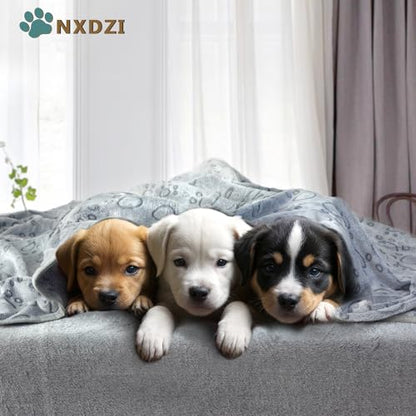 Dog Blankets for Large Dogs, 1 Pc Dog Blanket Washable, Soft Fluffy Flannel Pet Blanket Mat Cover for Bed Couch, Cute Print Puppy Blanket 60" x 50" - color: Grey-1 Pc