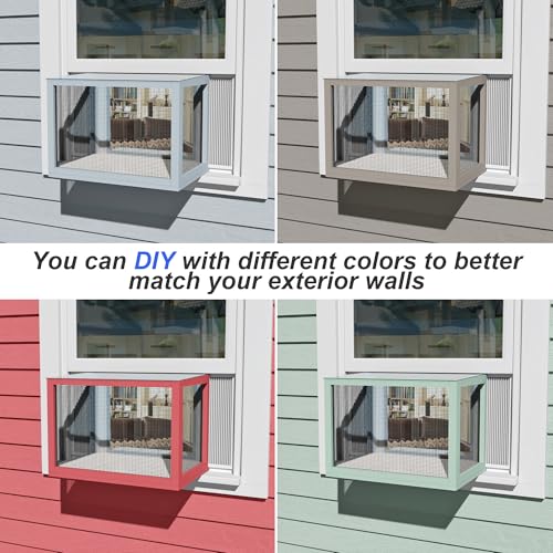 GDLF Cat Window Box, Universal Cat Window Perch Catio with Mosquito Proof, Fits Double Hung Windows 24" to 38.5" Wide, for Sunbathing, Napping & Outdoor Viewing (Min Height 20") - size: fits up to 20"