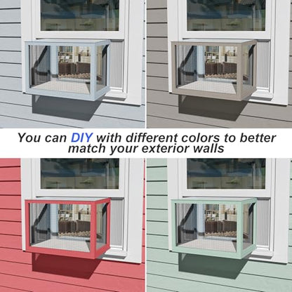 GDLF Cat Window Box, Universal Cat Window Perch Catio with Mosquito Proof, Fits Double Hung Windows 24" to 38.5" Wide, for Sunbathing, Napping & Outdoor Viewing (Min Height 20") - size: fits up to 20"