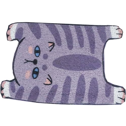 32“x20" Cat Litter Box Trapping Mat, Cute Kitty Design, Soft Comfortable, Easy Clean, Anti Slip PVC Material Liners (Shape A) - color: A