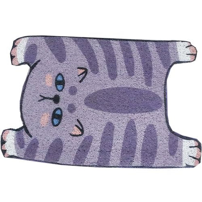 32“x20" Cat Litter Box Trapping Mat, Cute Kitty Design, Soft Comfortable, Easy Clean, Anti Slip PVC Material Liners (Shape A) - color: A