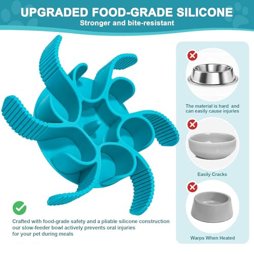 Slow Feeder Insert for Dog Bowl - 2PCS Anti-Bloat Silicone Mat with Super Suction, Slow Feeder Dog Bowls for Puppy Large Breed Dogs