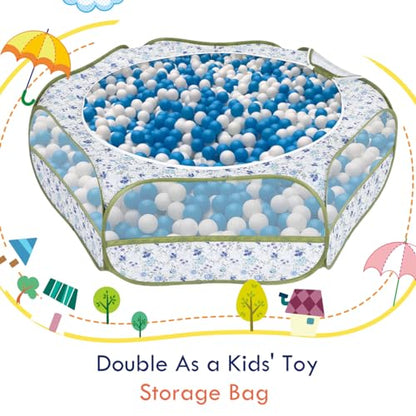 Pawaboo Small Animals Playpen, Waterproof Small Pet Cage Tent with Zippered Cover, Portable Outdoor Yard Fence with 3 Metal Rod for Chick/Kitten/Puppy/Guinea Pig/Rabbits/Hamster, Blue + White Flower - color: T-Blue + White Flower