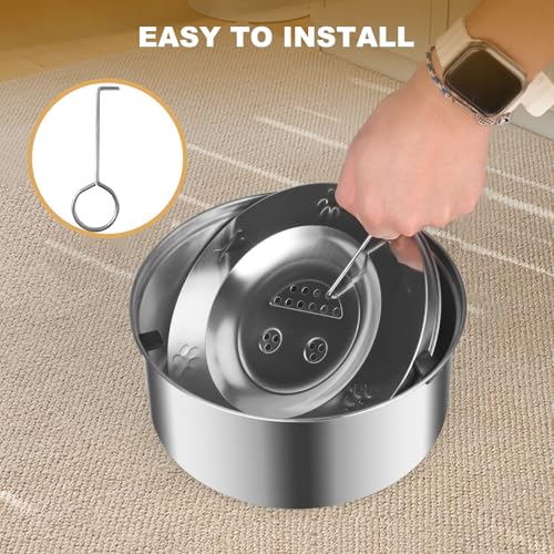 3L/101oz Dog Water Bowl No Spill, No Spill Water Bowl for Dogs|Spill Proof, Stainless Steel Slobber Stopper for Messy Drinkers, Small Medium & Large Dogs
