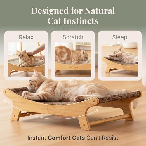 XL Sisal Cat Scratcher Bed with Elevated Hammock for Indoor Cats, Replaceable Natural Sisal Pad, Large Cat Lounge, Anti-Slip No-Wobble Bamboo Frame, Olive Green - color: Olive Green