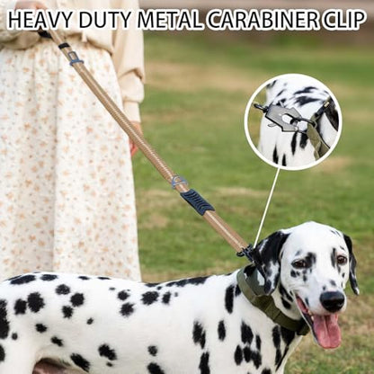Heavy Duty Tactical Dog Leash, 4-6FT Shock Absorbing Tactical Leash with 2 Padded Handles, Metal Carabiner Clip,Car Seatbelt, Reflective Heavy Duty Leashes for Medium Large Dogs (Brown) - color: Brown